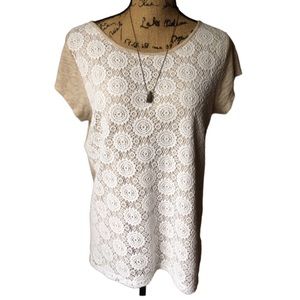 LIZ CLAIBORNE Oatmeal and Lace Women’s Top